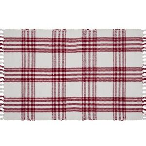 Indoor/Outdoor Plaid Accent Rug, Red and White, 24" x 38", by My Texas House